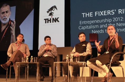 Tarun Tejpal with KD Singh next to him at Think 2011.