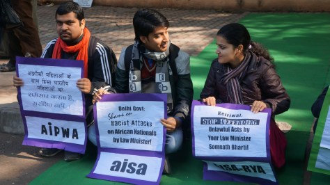 PROTESTERS AT SIT IN AGAINST RACISM, JANTAR MANTAR, SUNDAY, JANUARY 19, 2014