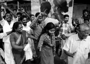 C K Janu dances with supporters