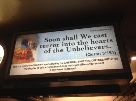 Islamophobic Ads in the MTA Transport Network in the USA