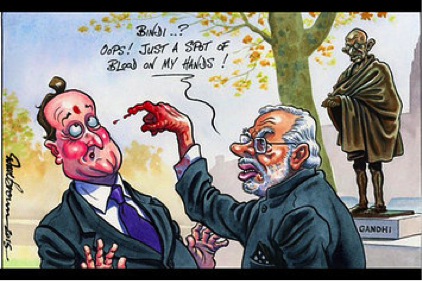 Modi bloody finger cartoon