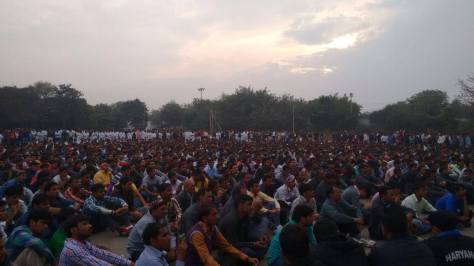Workers Gathering at Tau Devi Lal Stadium, Gurgaon, February 19
