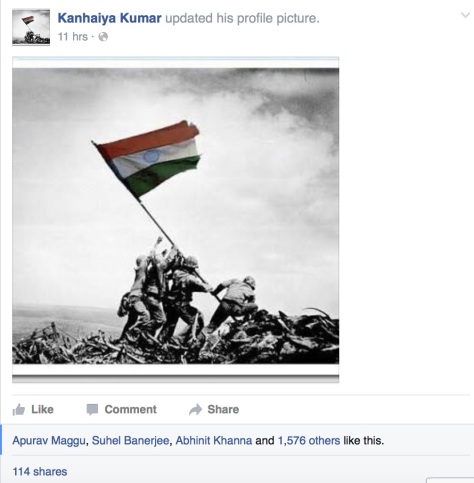 The Morphed Iwo Jima Picture on JNUSU President Kanhiya Kumar's Hacked Facebook page