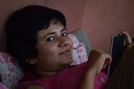 Pankhuri, taking a break to write her diary entry during the Hunger Strike. Photo, courtesy, K. Fayaz Ahmed